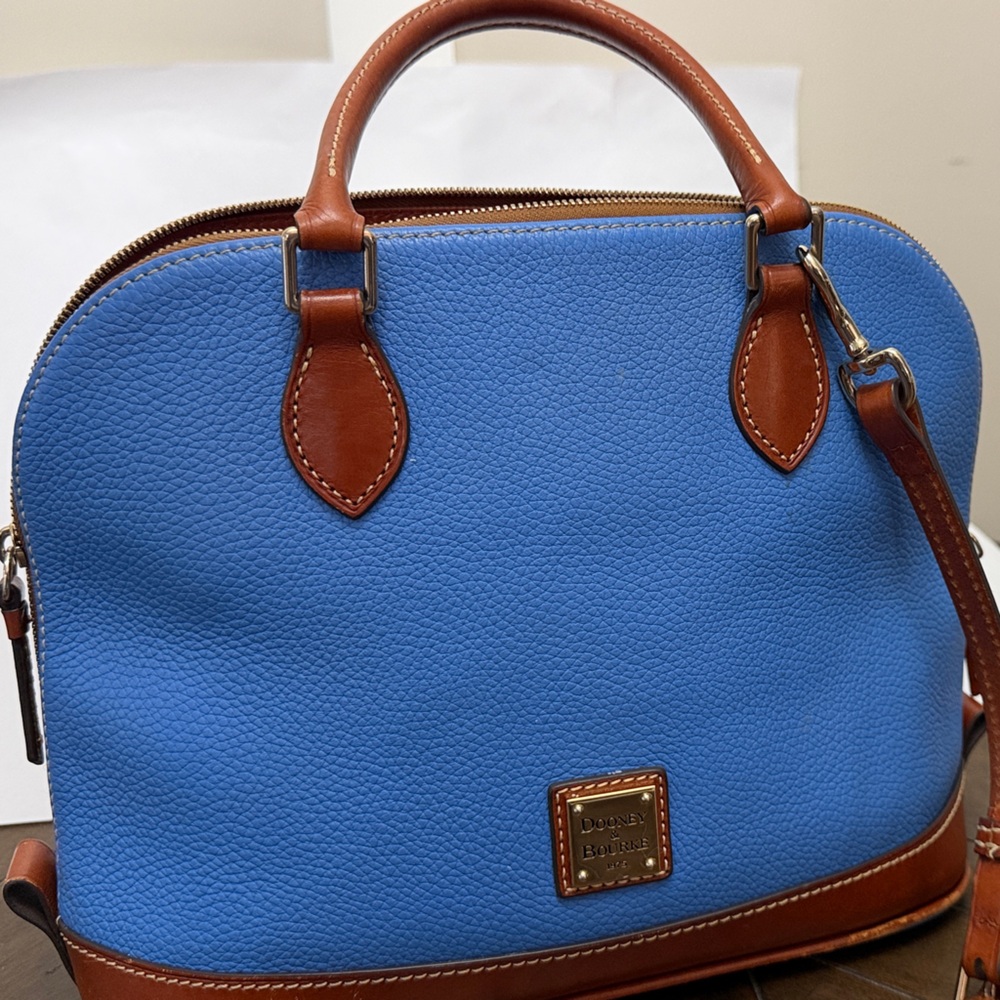 Dooney & Bourke Blue and brown tote or over shoulder